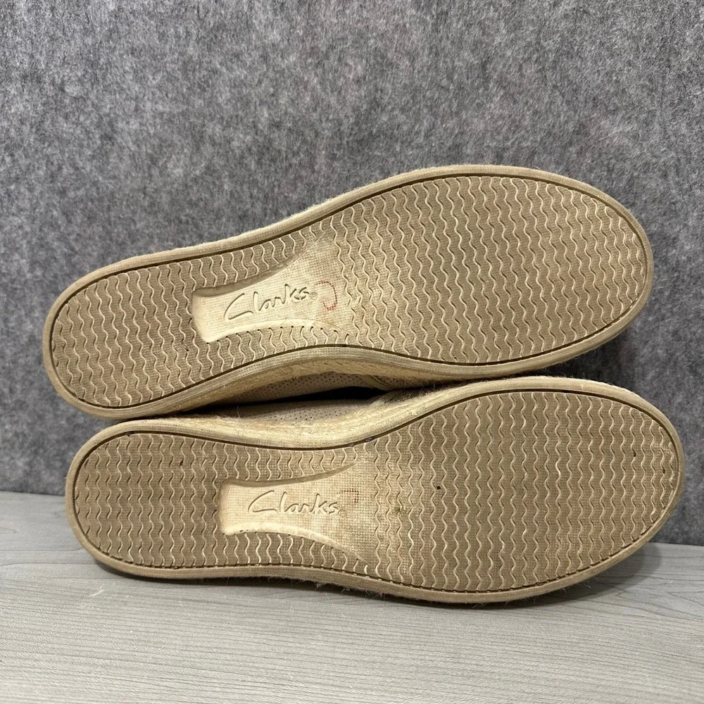 Clarks Azella Theoni Perforated Suede‎ Espadrille Slip On Shoes Taupe Womens 9
